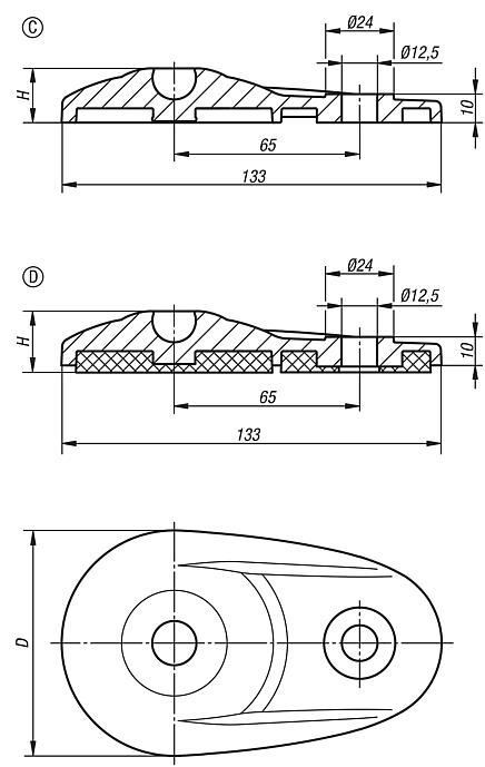 Base expansível para pés niveladores articulados em plástico